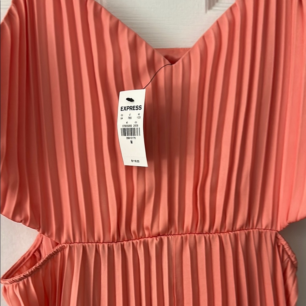 NWOT Express Coral and Pink Pleated Gown for Weddings - Picture 5 of 7